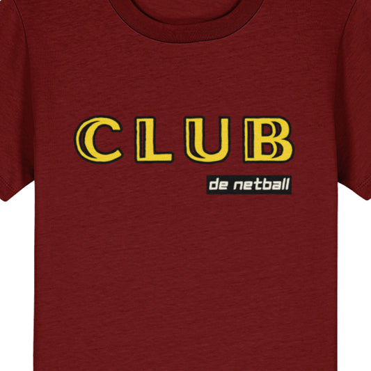 Burgundy Kids Netball Tee Shirt Top