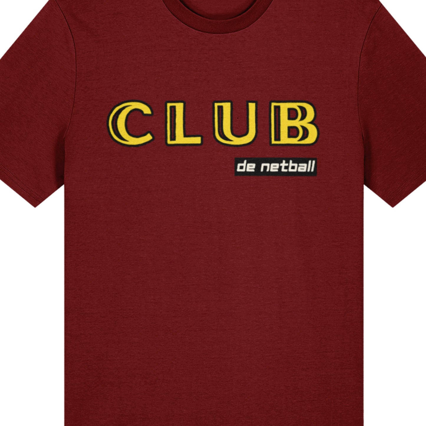 Burgundy and Yellow Netball Tee Shirt Top