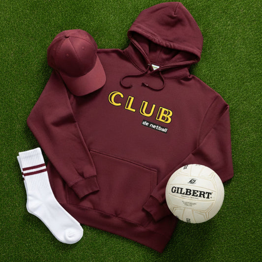 Netball Gifts - Burgundy Netball Player Hoodie for Adults