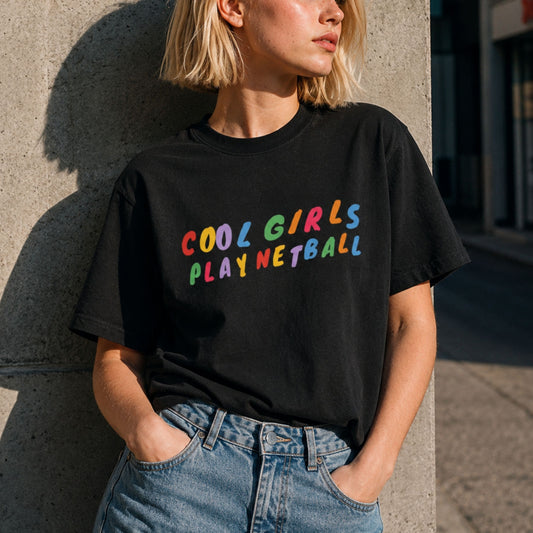 Rainbow Cool Girls Netball T-shirt - Netball Clothing Tops for Women