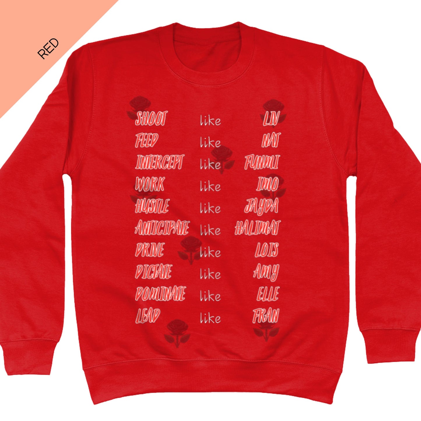 Red England Roses Netball Team Sweatshirt - 2026 Commonwealth Games Squad