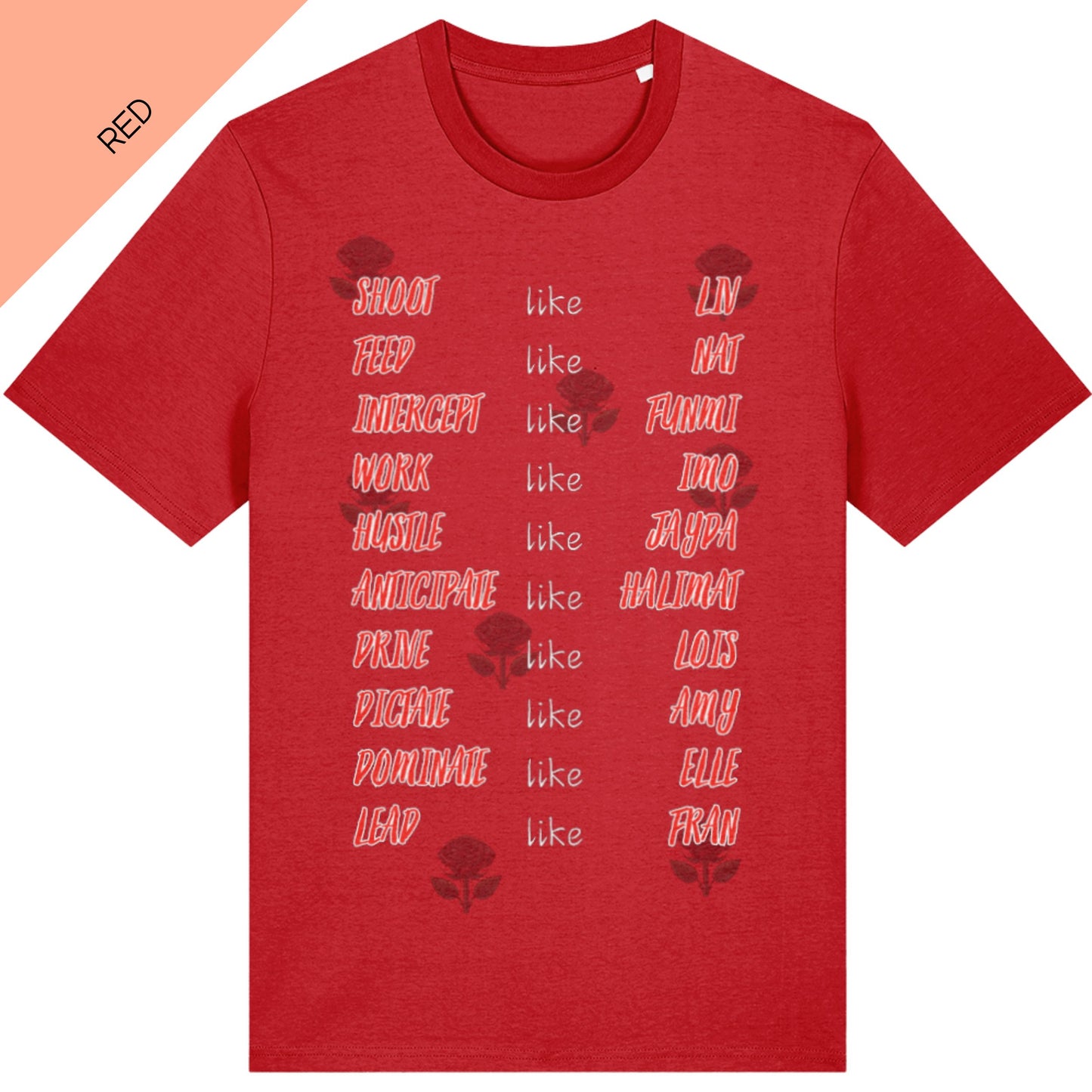 Red England Roses Netball T-Shirt - 2026 Commonwealth Games Netball Tee for Adults