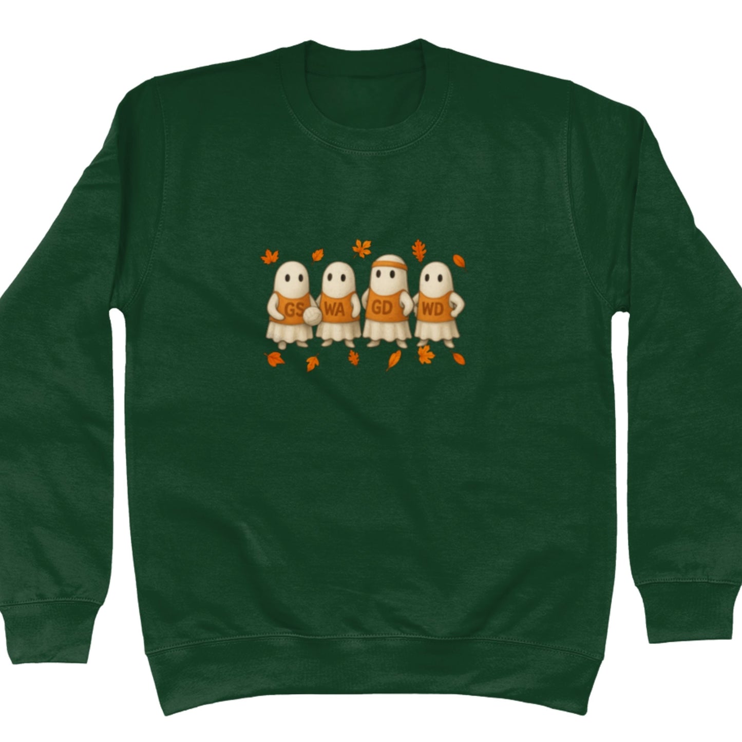 Green Netball Sweatshirt - Halloween Ghosts Jumper