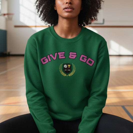 Netball Gifts - Green Give & Go Netball Slogan Jumper