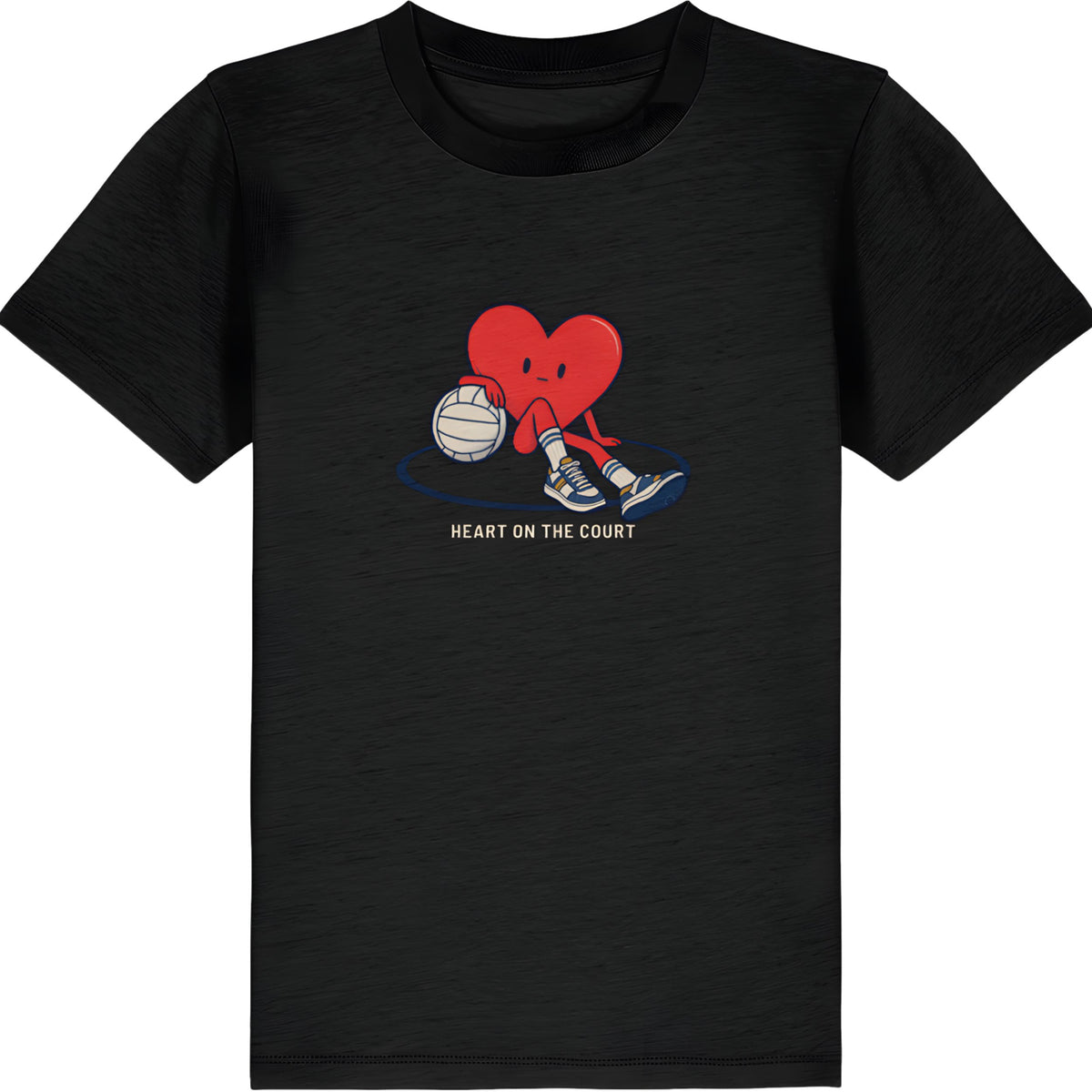 Black Netball Heart on the Court Tee Shirt for Kids