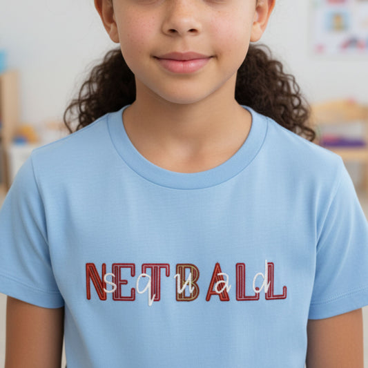 Netball Gifts - Light Blue Netball Squad T-Shirt for Kids