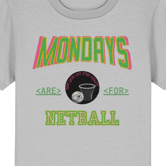 Kids Monday Netball Tee Shirt Top - Netball Gift