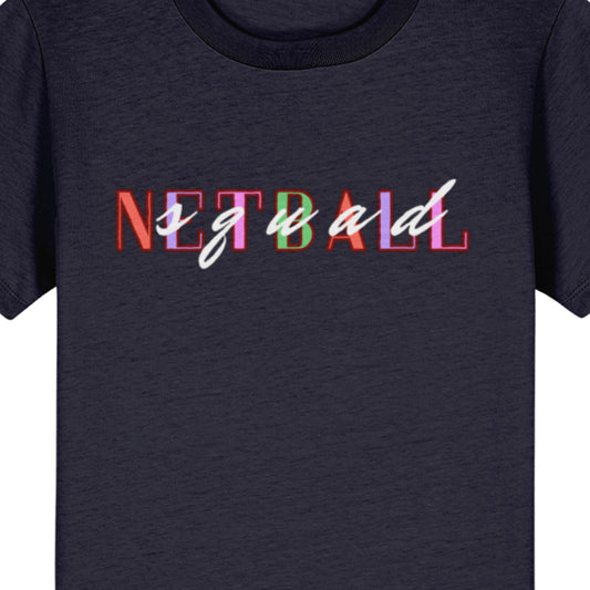 Kids Navy Netball Top - Rainbow Slogan - Netball Gifts