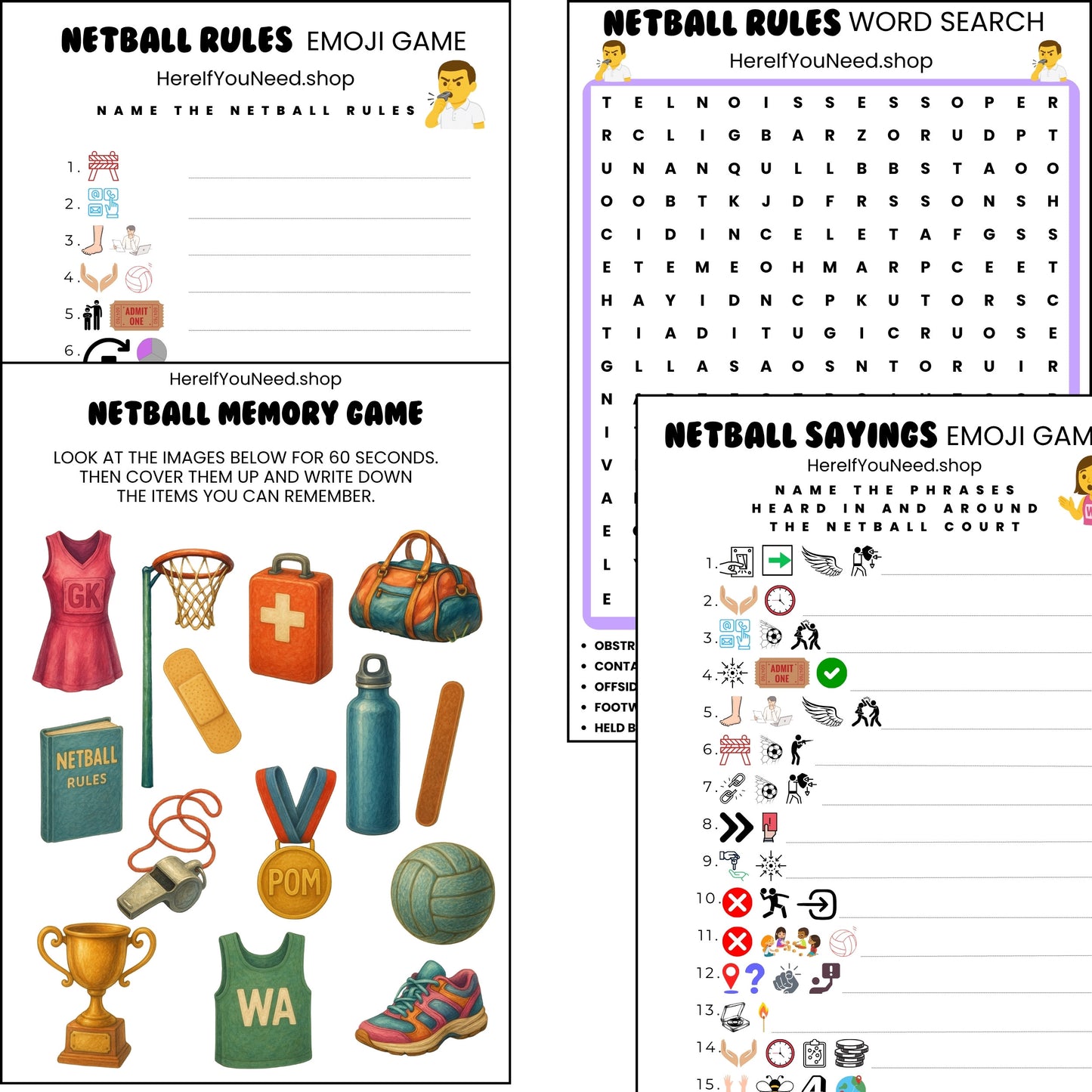 Netball Activities For Children - Printable Team Games