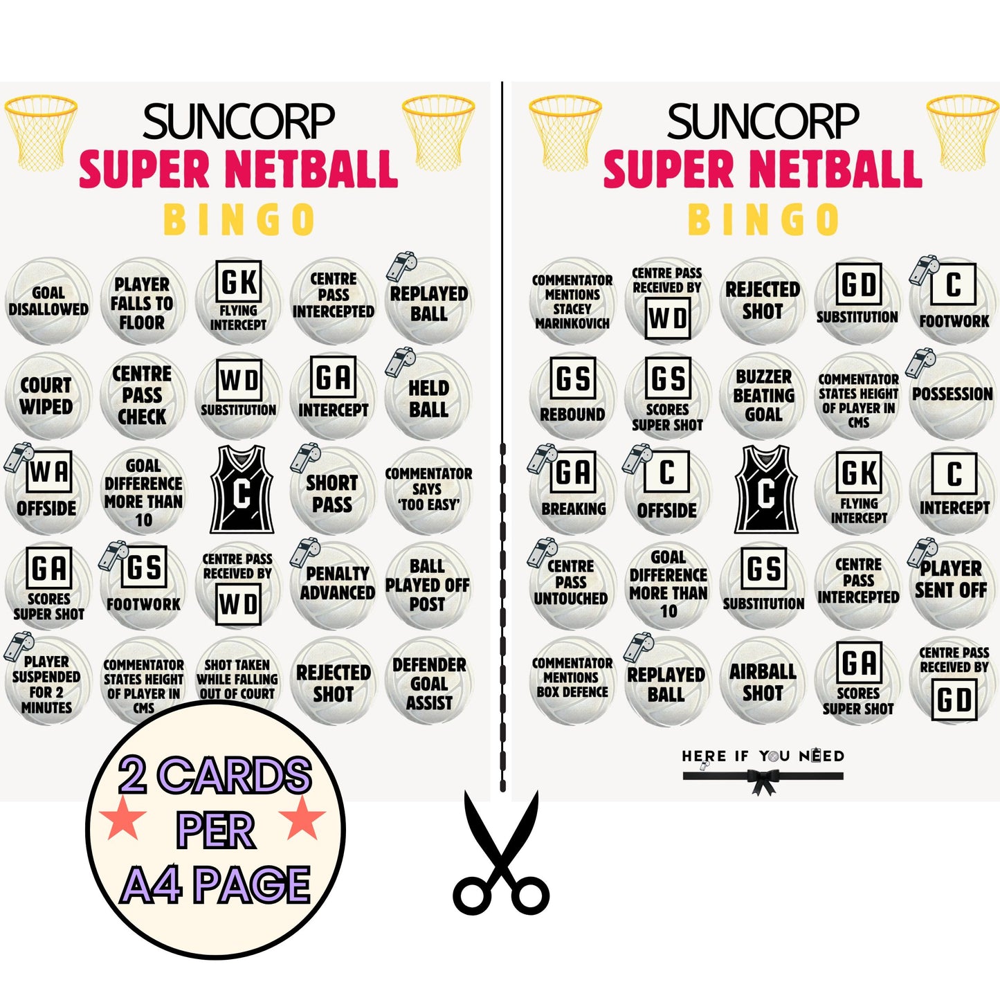 SSN Netball Bingo Game