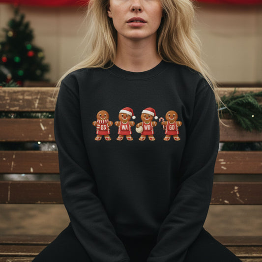 Black Netball Christmas Jumper - Gingerbread Sweatshirt for Women