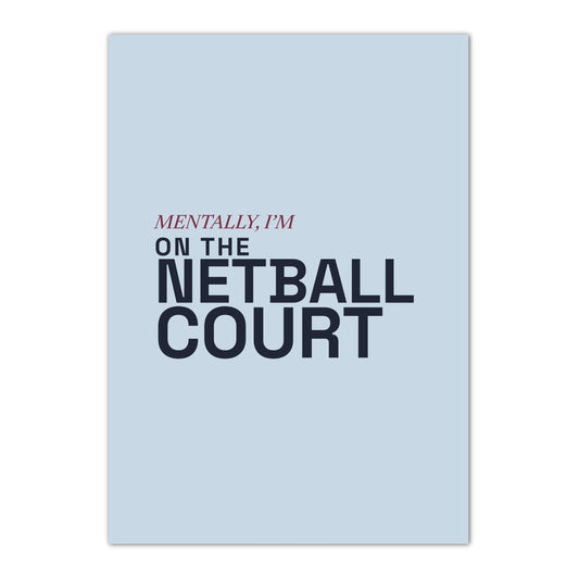 Netball Court Typography Poster Print - Netball Gifts