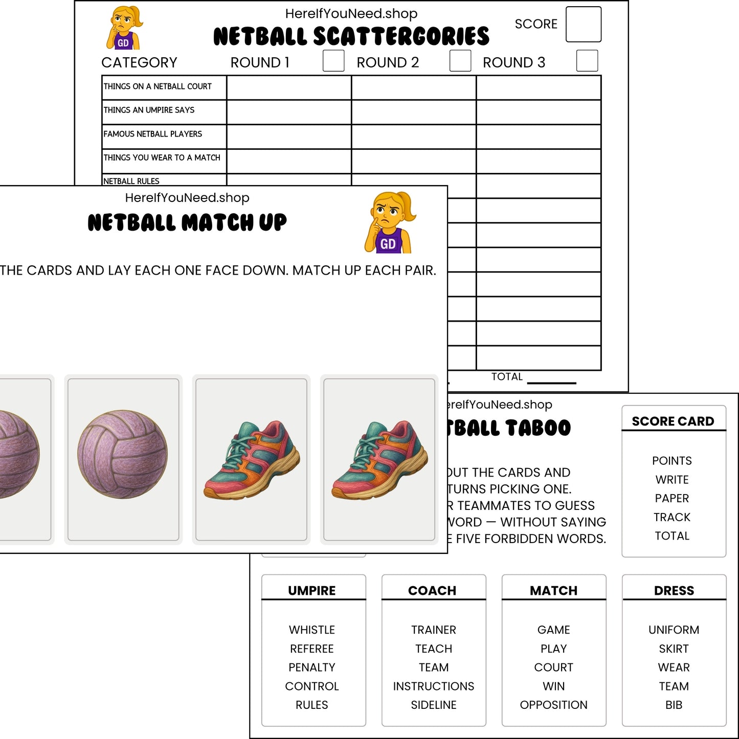 Netball Games For Kids - Taboo - Scattergories - Quiz