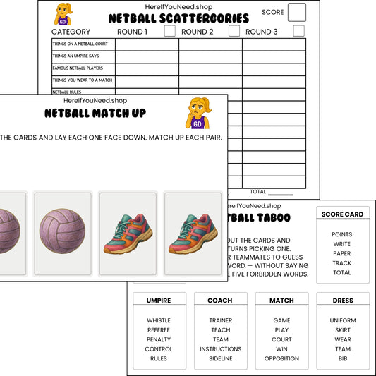 Netball Games For Kids - Taboo - Scattergories - Quiz
