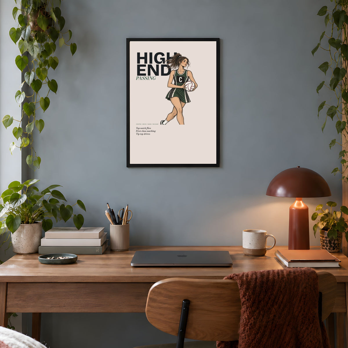 Netball Poster - Centre Player Editorial Illustration Print