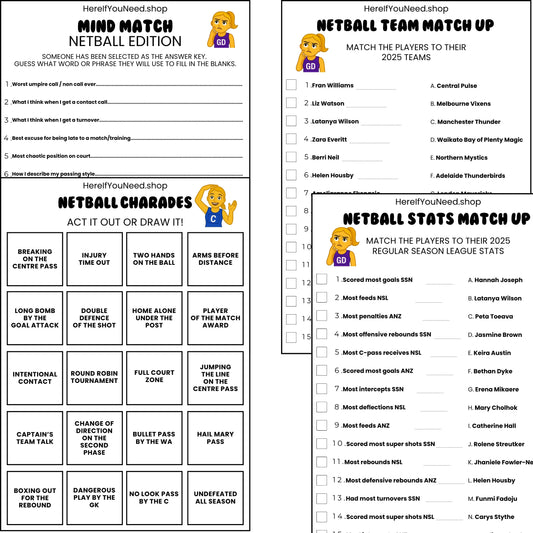 Netball Quiz Trivia Games - Social Night