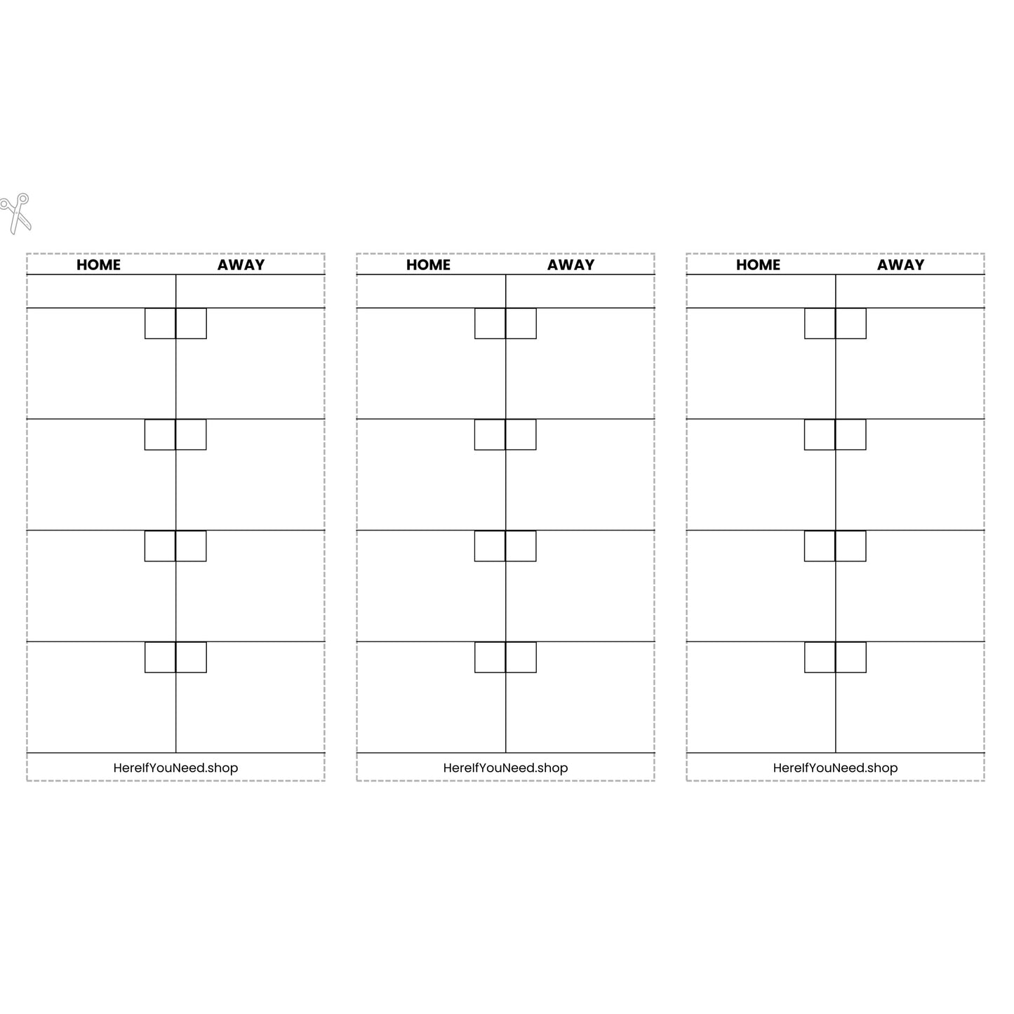 Netball Umpire Quarter Scorecards
