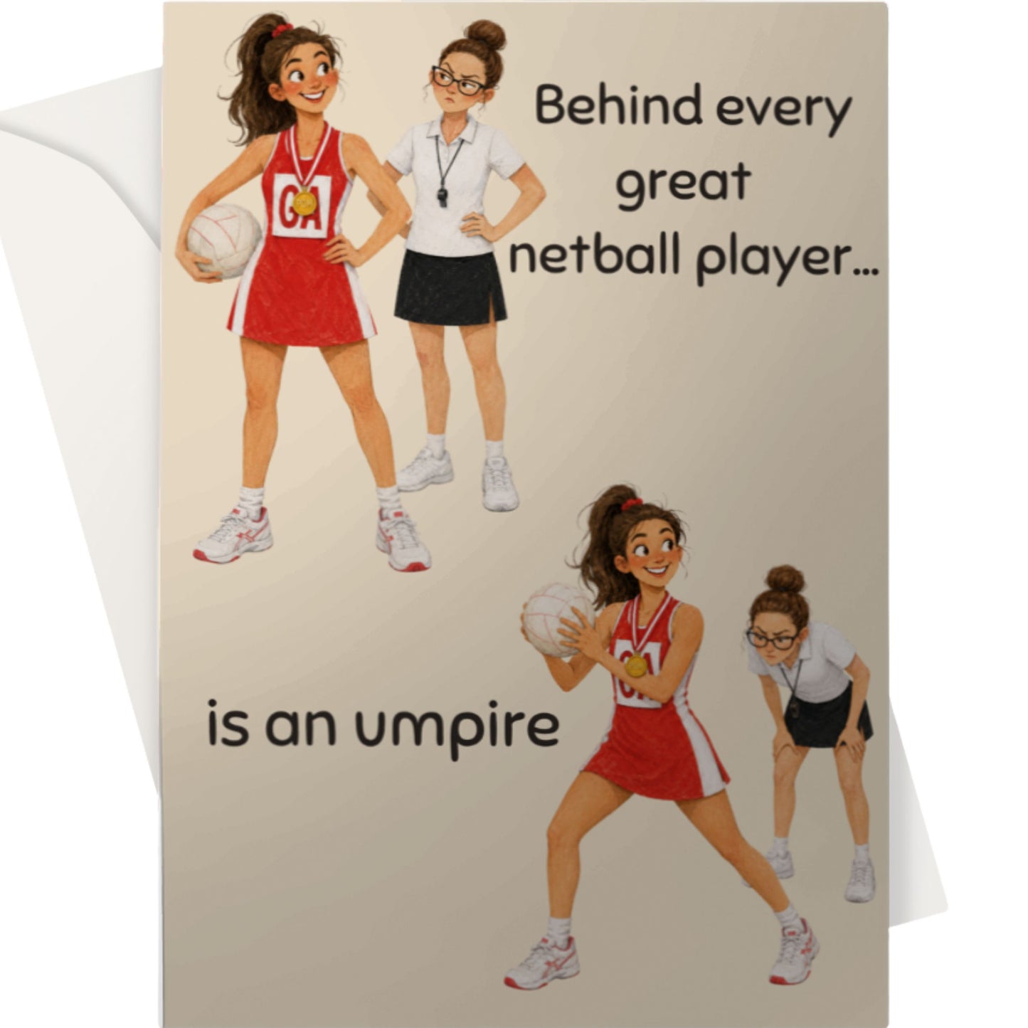 Funny Thank You Card for Netball Umpires - Behind Every Great Netball Player