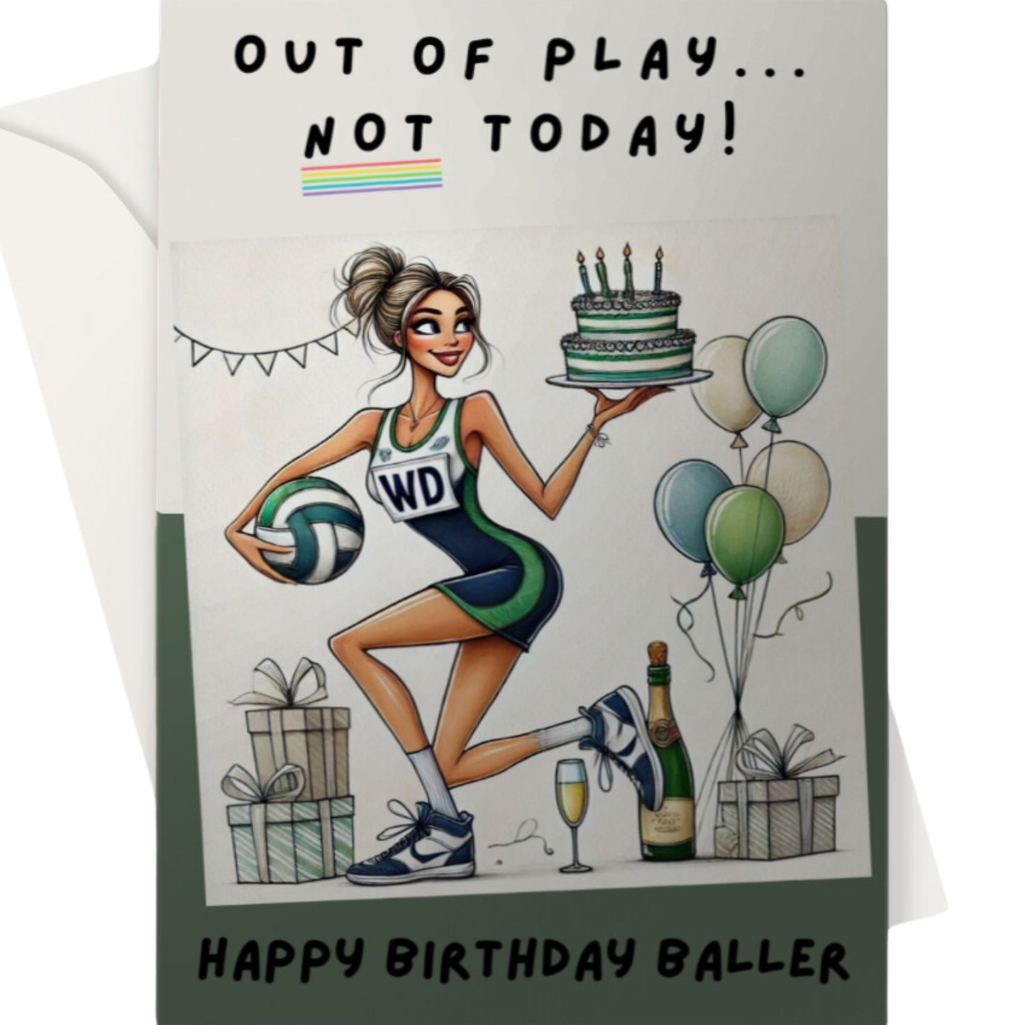 Netball Birthday Card Wing Defence WD