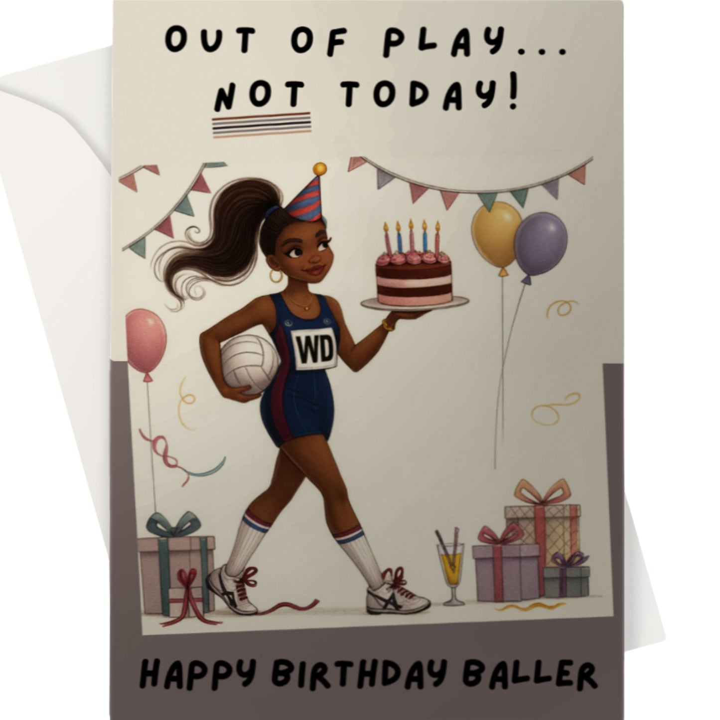 Netball Player Happy Birthday Card For Wing Defence