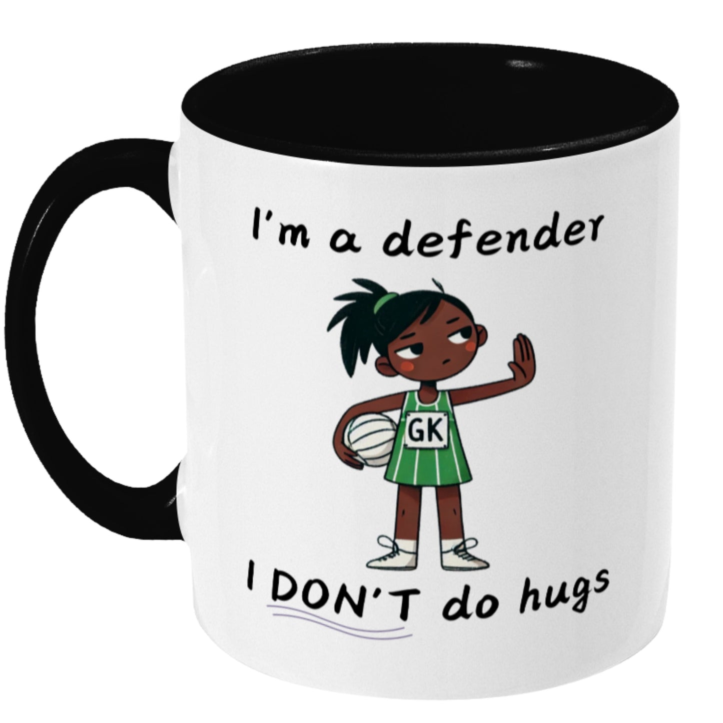 Netball Defender Black Ceramic Mug - Team Gift For Players