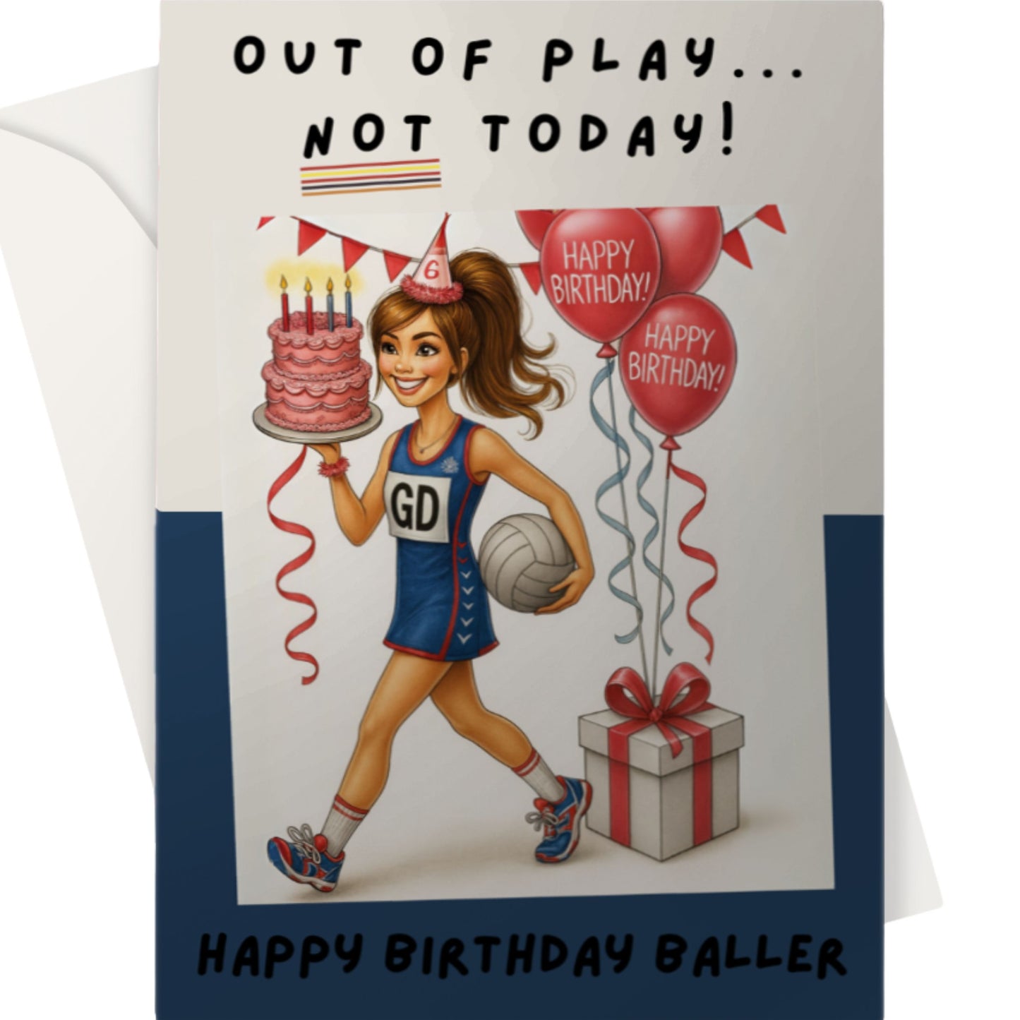Netball GD Birthday Card - Happy Birthday Netball Goal Defence
