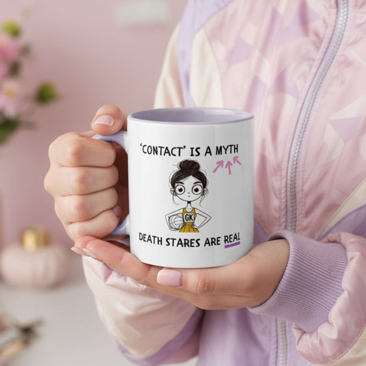 Netball Gifts - Funny Contact Slogan Gift Mug for Netball Players