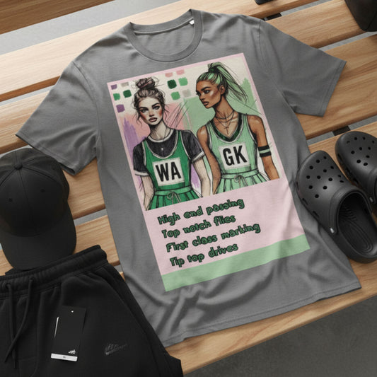 Netball Gifts - Grey and Pink Netball Fashion Top for Adult Players