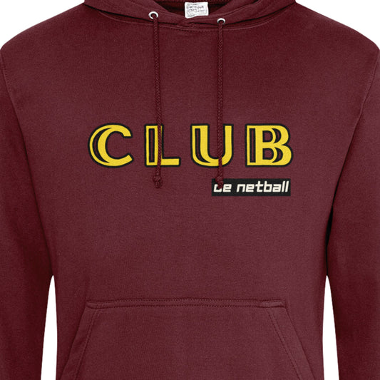 Netball Player Hoodie Burgundy Yellow