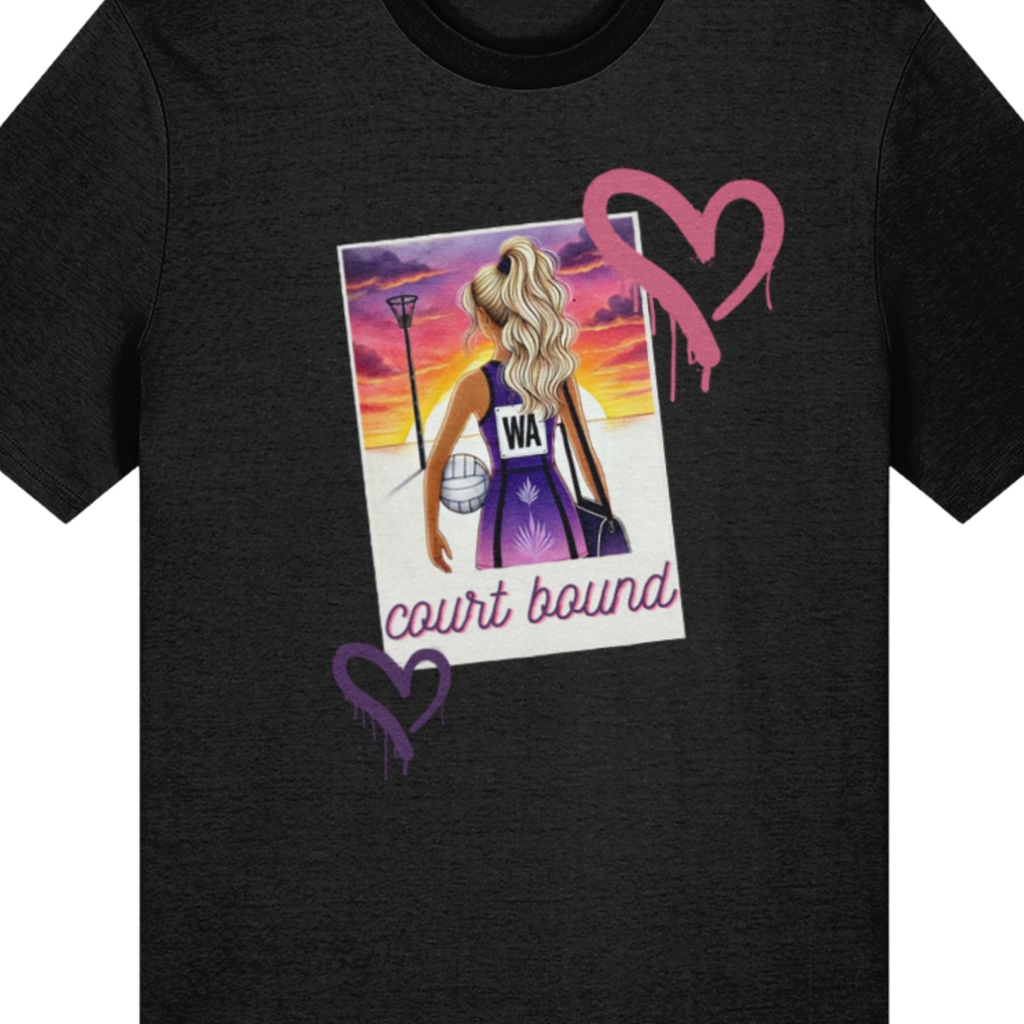 Netball Player T-Shirt Top Black