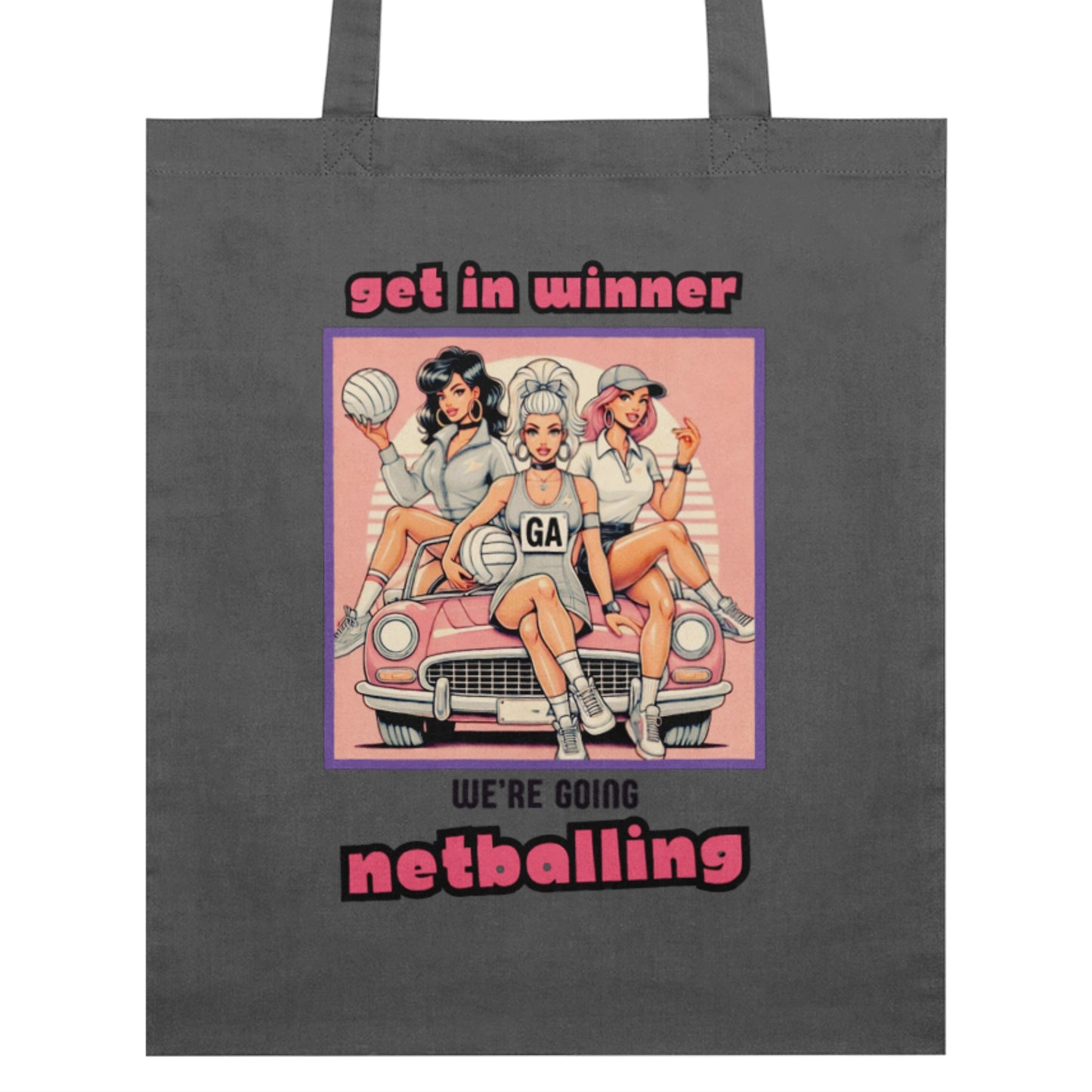 Netball Slogan Tote Bag - Grey Organic Cotton