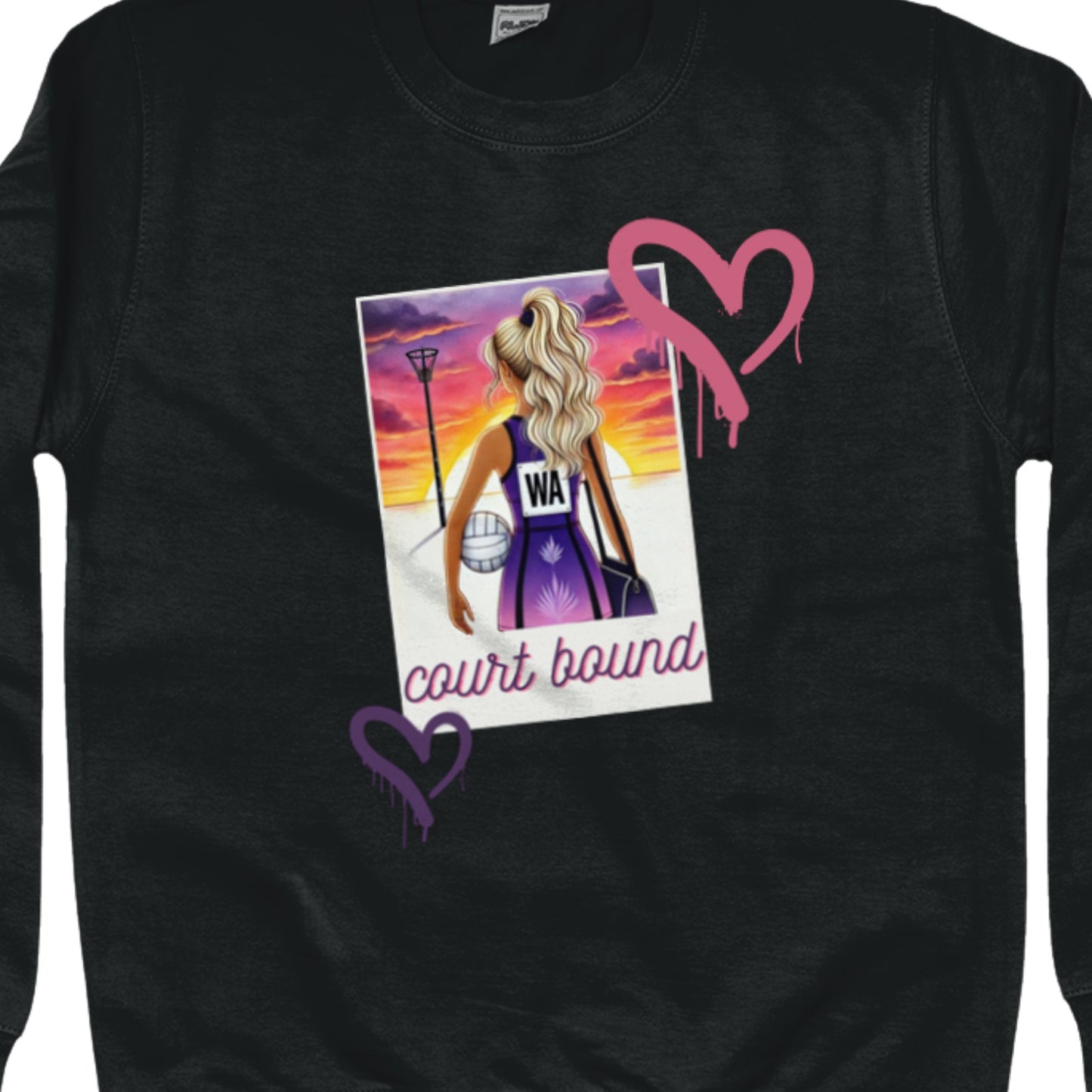 Netball Sweatshirt Top - Court Bound Graphic