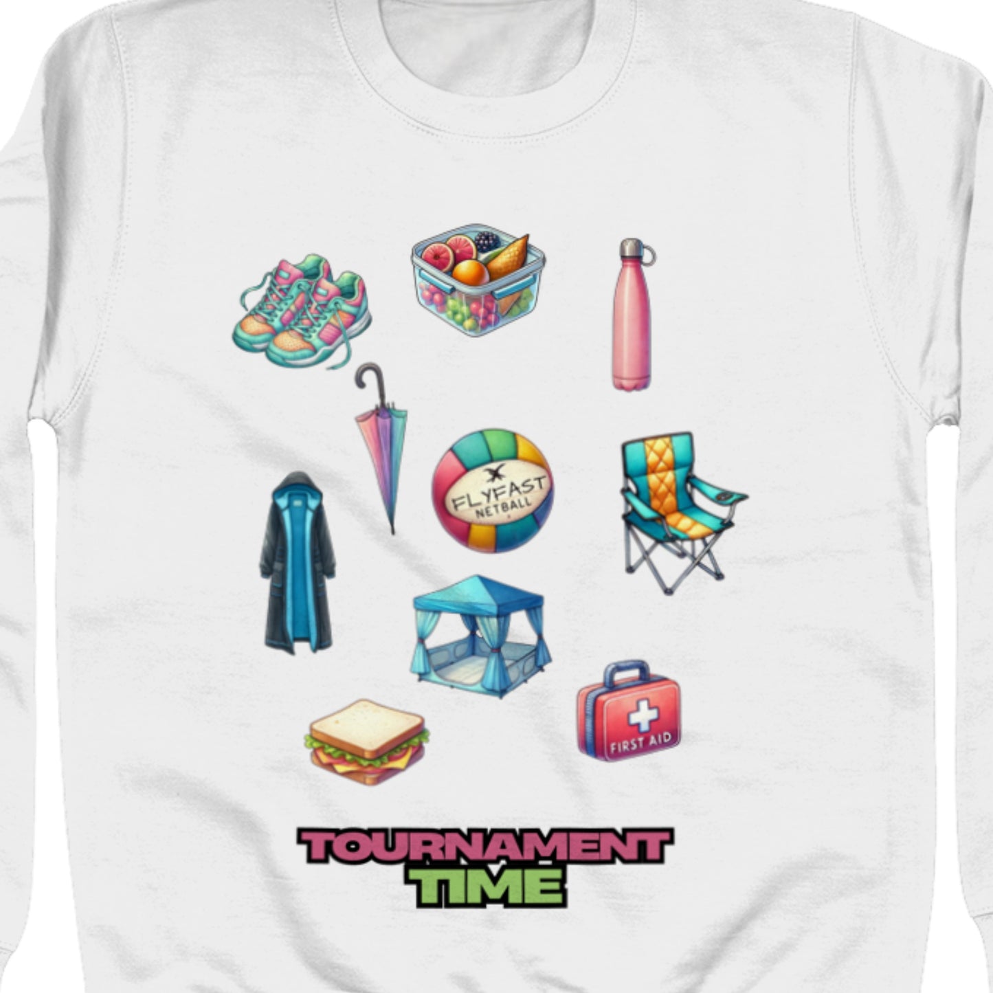 Netball Tournament White Jumper - Netball Fashion