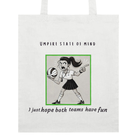 Netball Umpire White Tote Bag - Netball Gift