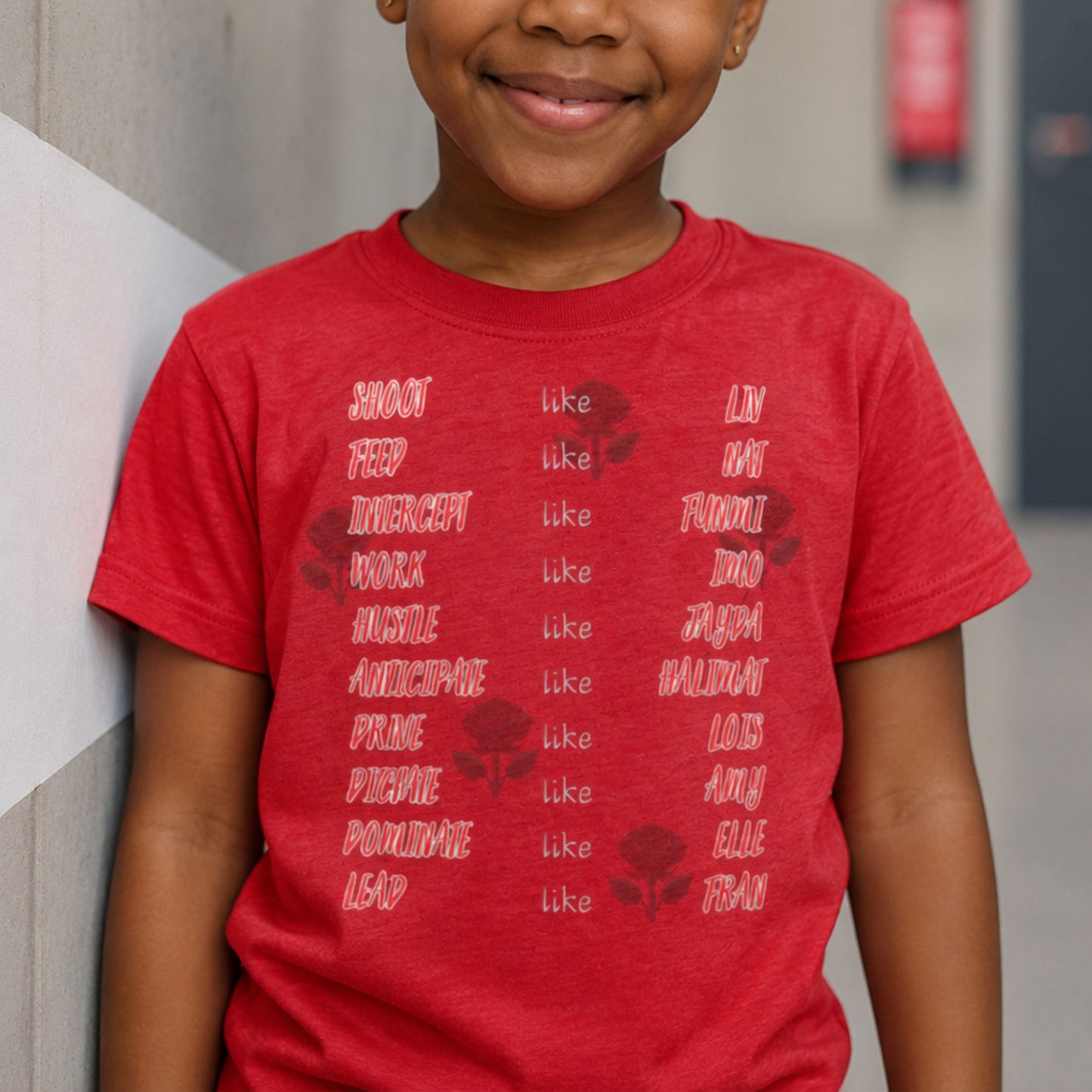 Red Kids England Roses Netball Team Tee - 2026 Commonwealth Games