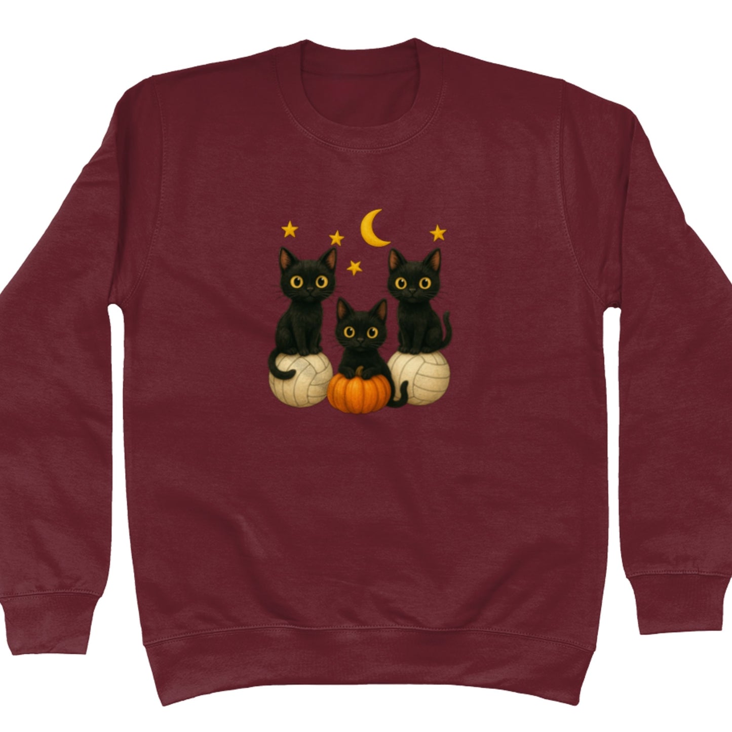 Halloween Cats Netball Jumper - Burgundy - Netball Clothing