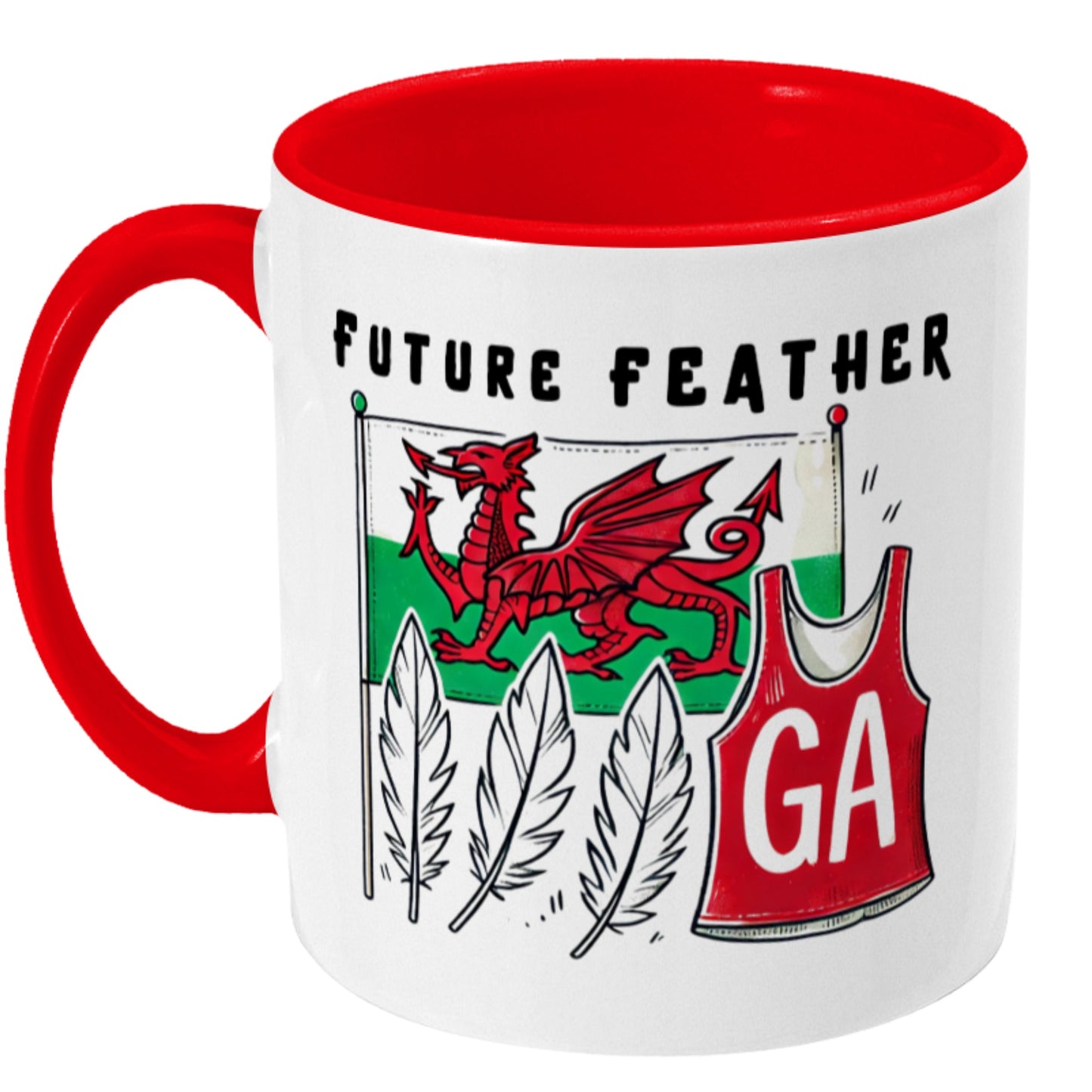 Welsh Feather Netball Gift Mug