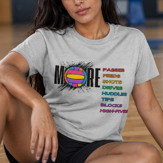 Grey Netball Fashion Shirt for Women with Rainbow Graphic and Slogan