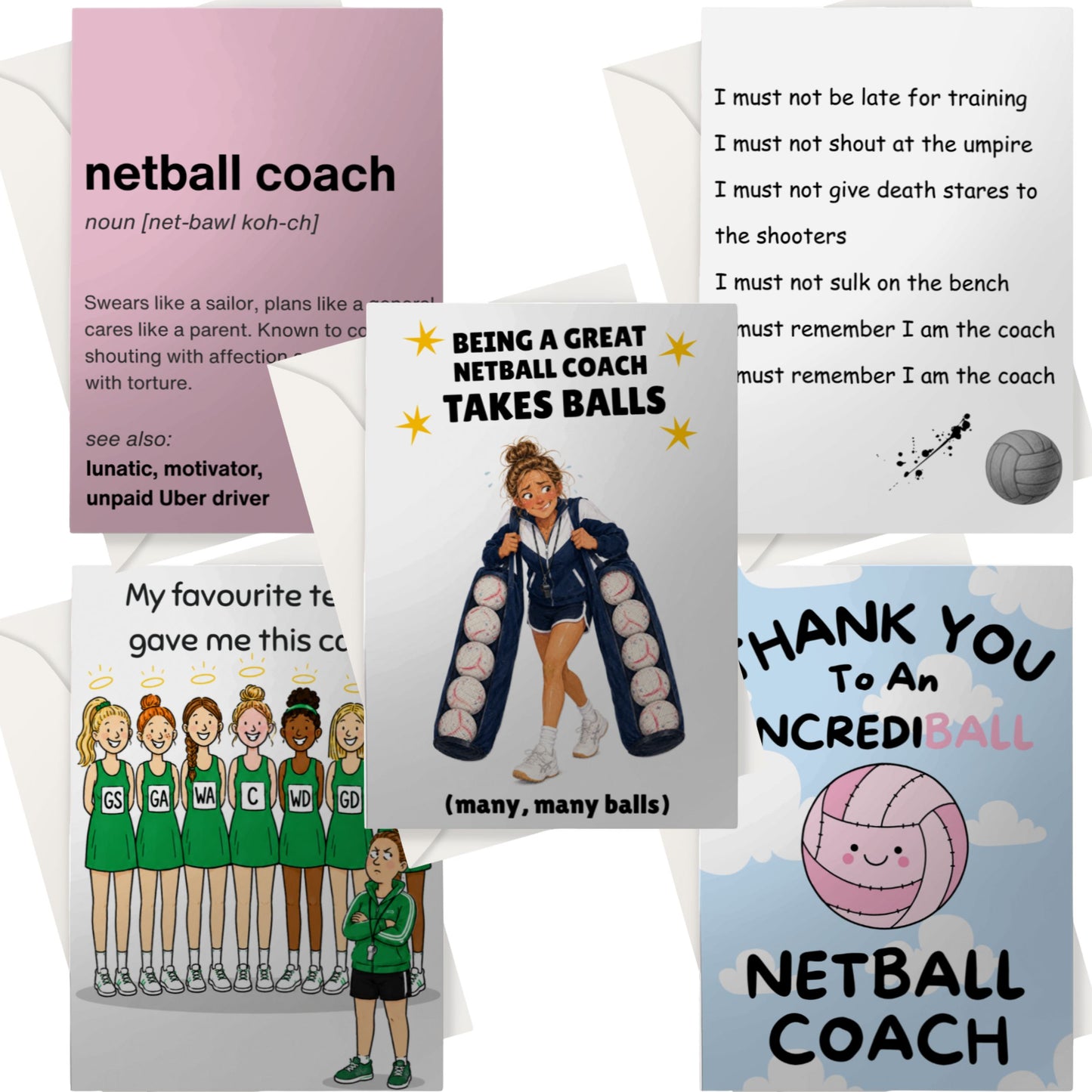 Thank You Netball Coach Cards Bundle - Pack of Netball Cards