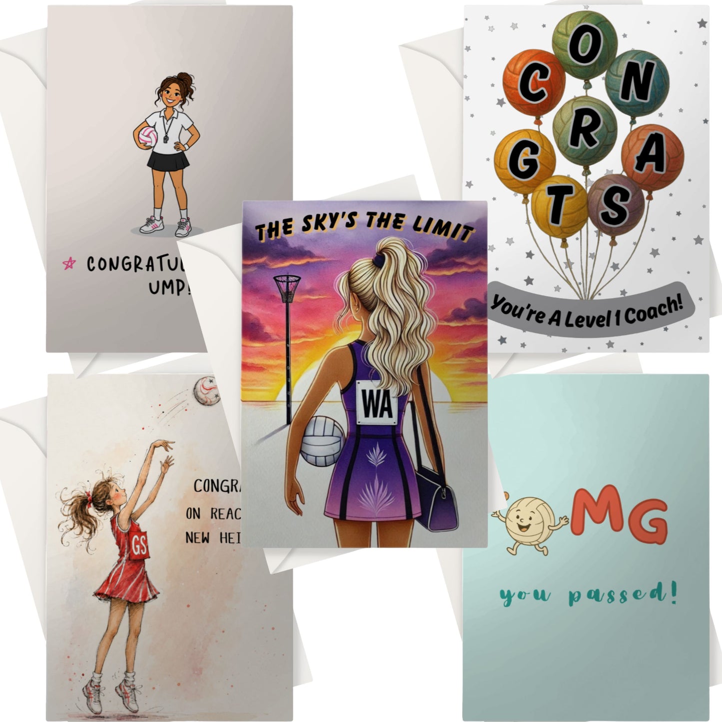 5 Netball Well Done Winner Cards for Netball Coaches, Umpires and Players