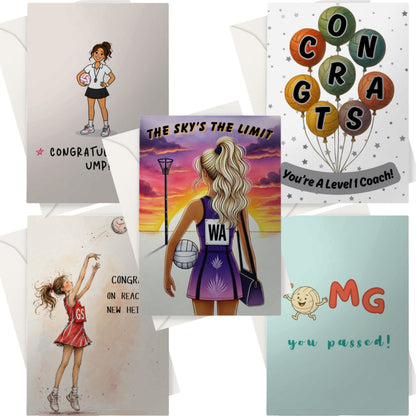 5 Netball Well Done Winner Cards for Netball Coaches, Umpires and Players