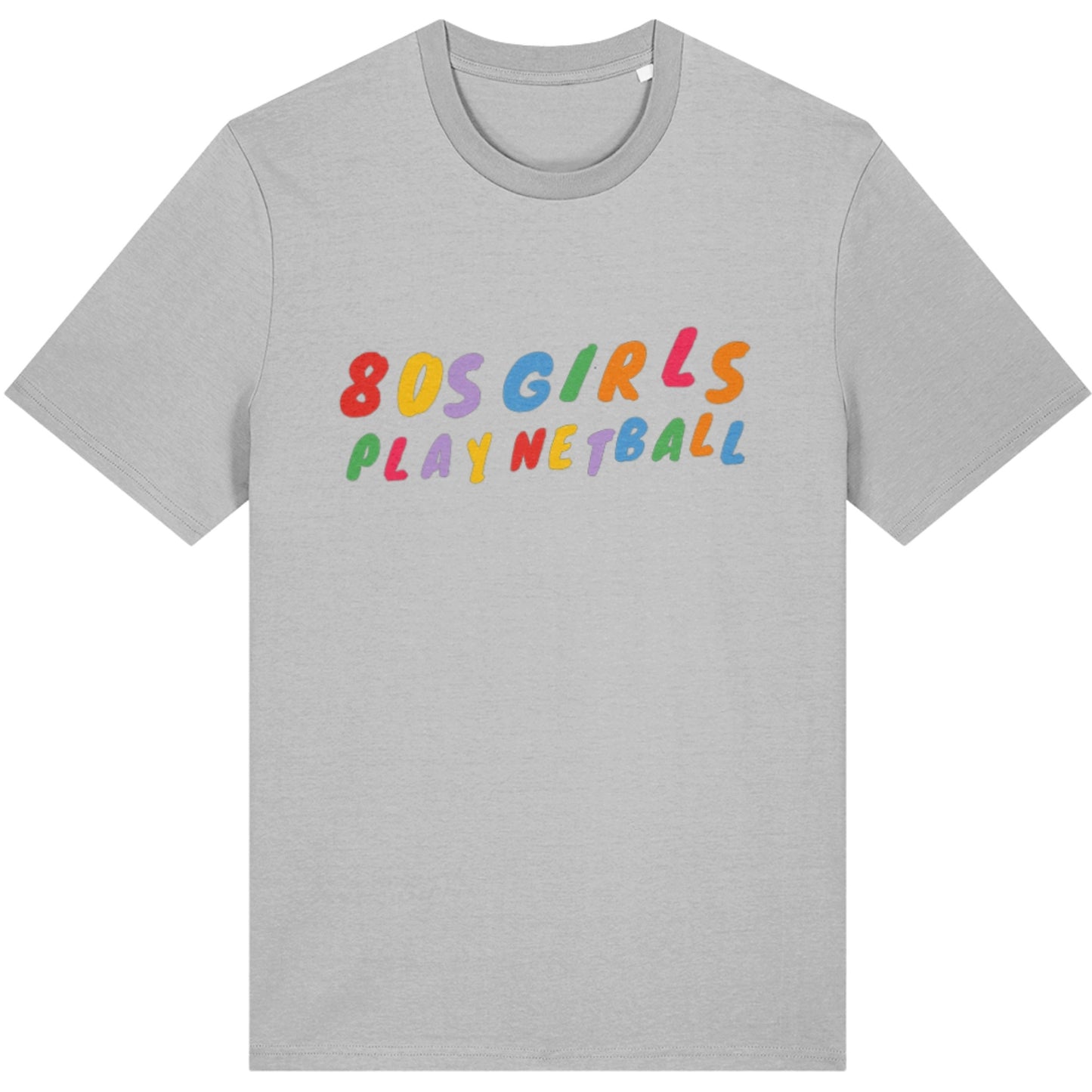 Grey 80s Girls Play Netball T-Shirt - Netball Fashion for Women