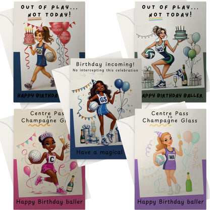 8 Netball Player Birthday Cards Bundle - Netball Cards in Bulk