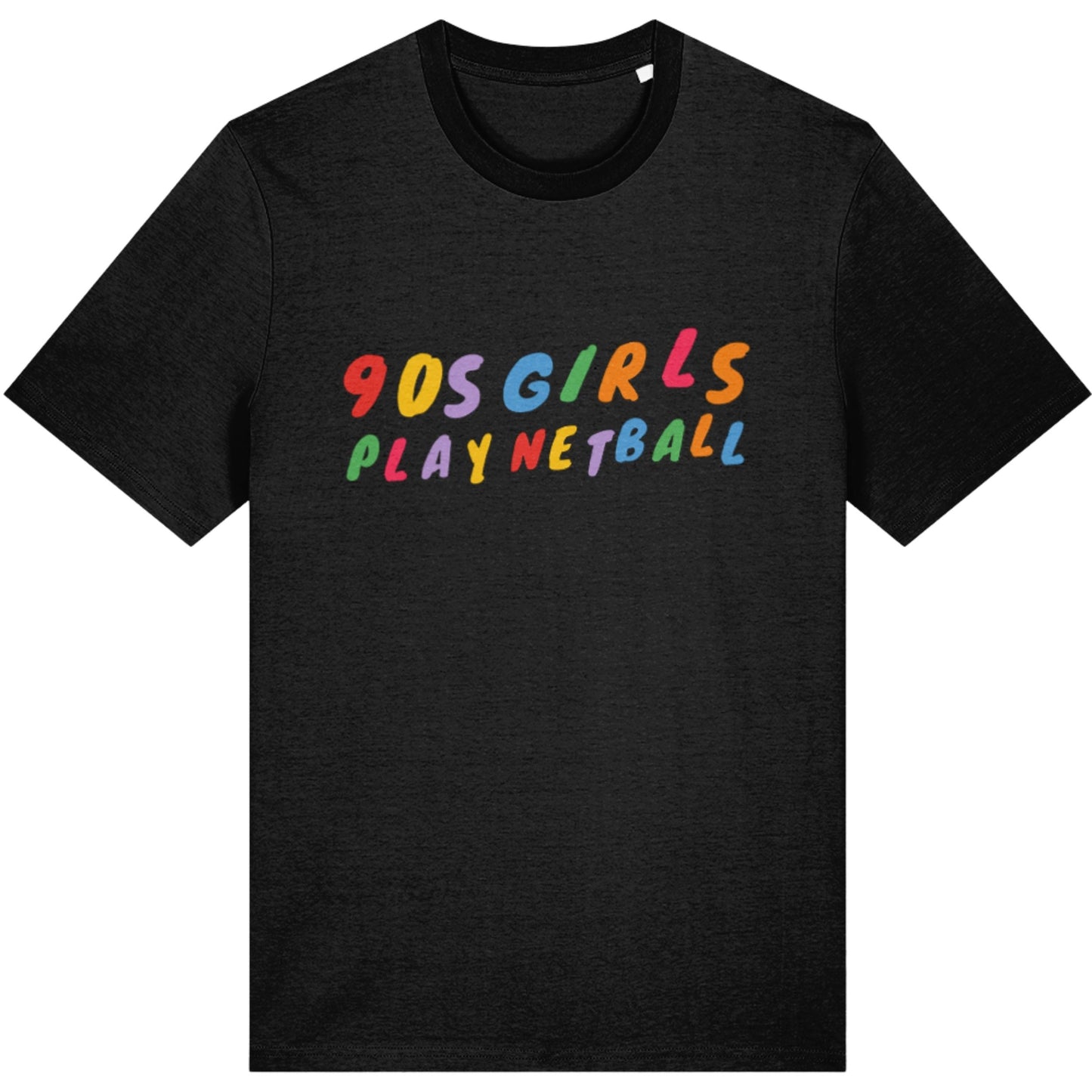 Black 90s Girls Play Netball T-Shirt - Gift for Netball Player