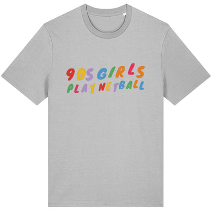 Grey 90s Girls Play Netball T-Shirt - Gift for Netball Player
