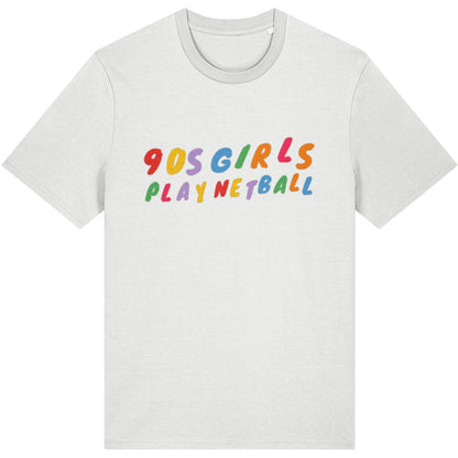 White 90s Girls Play Netball T-Shirt - Gift for Netball Player