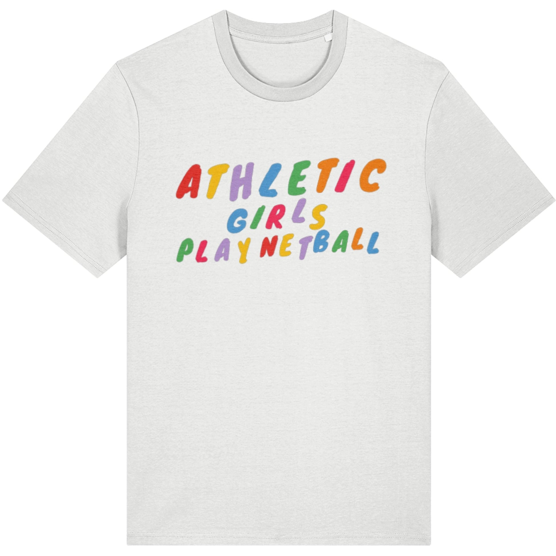 White Athletic Girls Play Netball T-shirt - Netball Clothing for Women