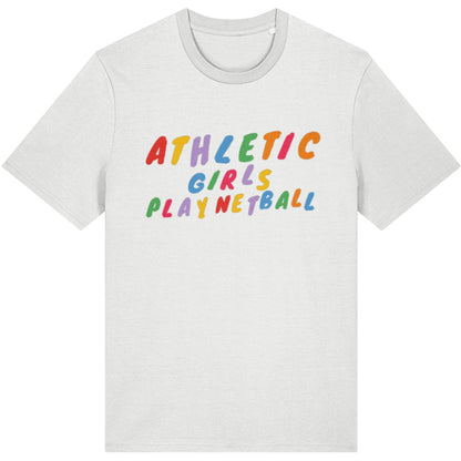 White Athletic Girls Play Netball T-shirt - Netball Clothing for Women