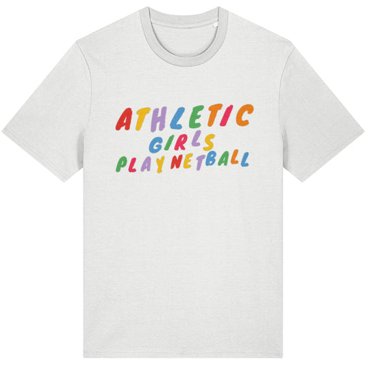 White Athletic Girls Play Netball T-shirt - Netball Clothing for Women