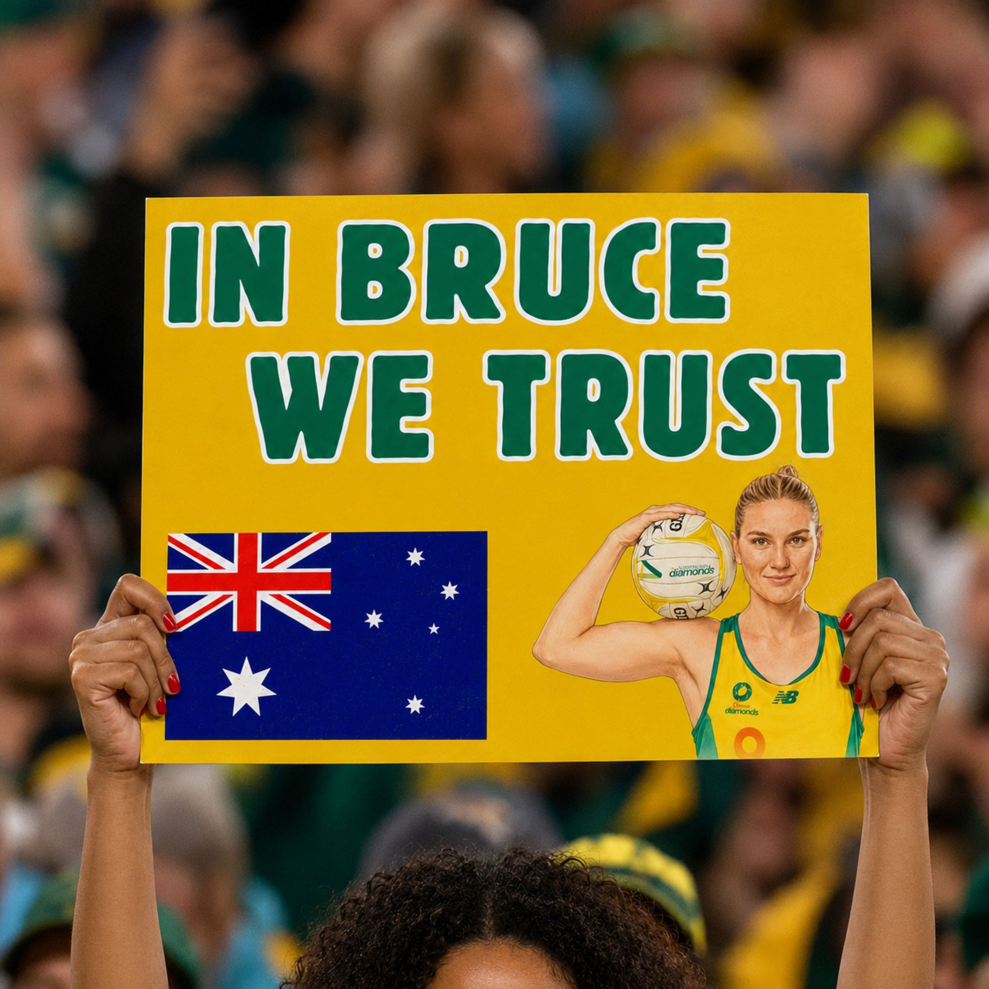 Australian Diamonds Netball Player Fan Banner - 2026 Commonwealth Games Sign